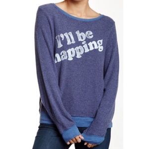 Wildfox I’ll Be Napping Crewneck Pullover S Navy